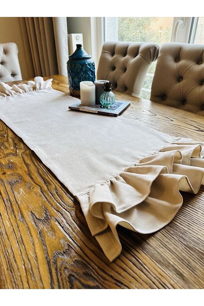 Decamor home Vintage βελούδινη υφή χωρίς πόνο πέτρα διπλής στρώσης βολάν Runner