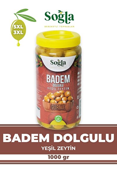 SOĞLA ZEYTİNCİLİK Badem Dolgulu Yeşil Zeytin 1000gr