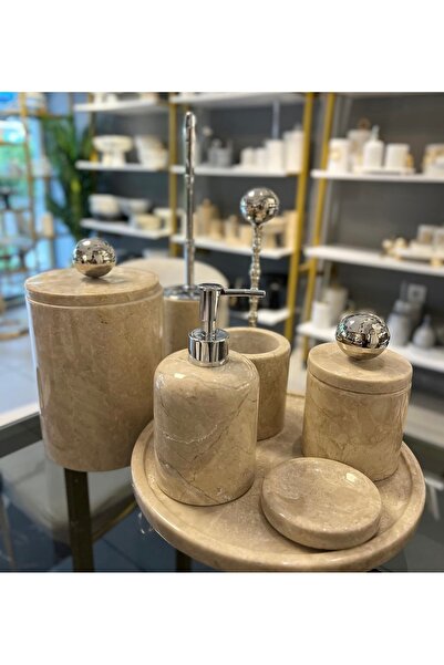 MIARIK DESIGN & DEKORASYON Dekoratif Mermer Banyo Seti Takımı 7 Li Buyuk Disk...