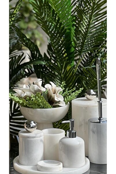 MIARIK DESIGN & DEKORASYON Dekoratif Mermer Banyo Seti Takımı 7 Li Buyuk Disk...