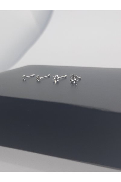 Set 925 Ayar Gümüş 4 Adet Hızma(1,5mm-2mm-2,5mm Taşlı Yuvarlak+Zirkon Taşlı Y...