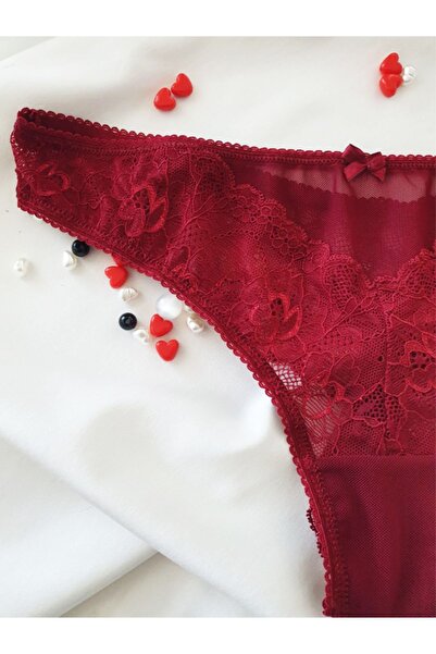 KEMSON Snururi din dantela din tul - Bordeaux 0058