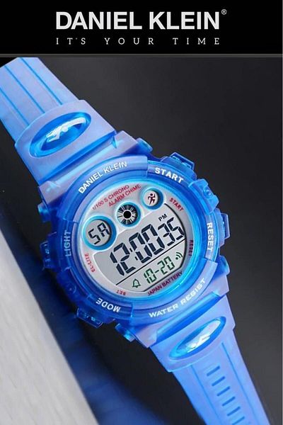 Daniel Klein Blue Children's Wristwatch with Alarm and Stopwatch for 5-10 Years Old - 6 Different Luminous Dials