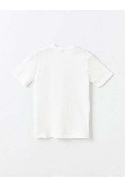 LC Waikiki Wygodny chłopięcy T-shirt z okrągłym dekoltem