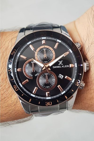Daniel Klein Men's Wrist Watch with Metalic Steel Bracelet Calendar
