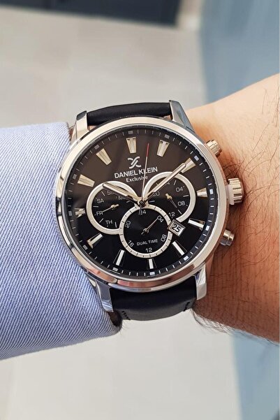 Daniel Klein Exclusive Yeni Model Siyah Deri Kayışlı Fonksiyonları Aktif Erke...