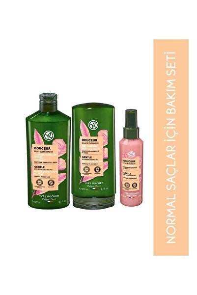 Yves Rocher Normal/kuru Saçlar Için(DOUCER)besleyici Kolay Tarama Orijinal Boy Şampuan,saç Kremi,saç Spreyi Seti