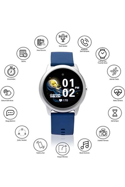 Daniel Klein Akıllı Saat Android/ios Uyumlu Arama Konuşma Özellikli Mavi Silikon Kayışlı (türkçe)