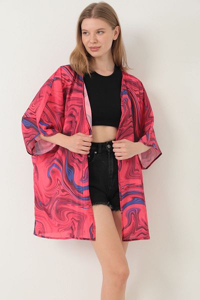 segiza Strandkleid mit Kimono-Muster und Pareo