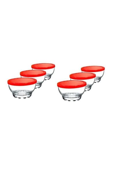 Paşabahçe Glass Bowl with Lid - Storage Container 6 Pieces Breakfast Bowl Fma01995