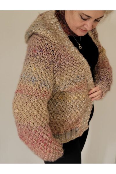 RENKLERİM MODAEVİ Kadın % 100 Yün Kapşonlu Hırka