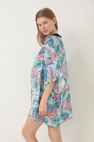segiza Kimono Patterned Pareo Beach Dress