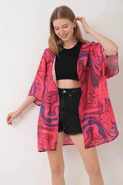 segiza Strandkleid mit Kimono-Muster und Pareo