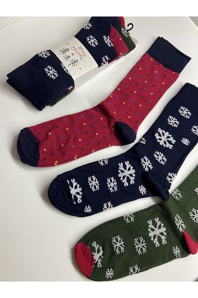 Altun Set of 3 Winter Patterned Cotton Socks for New Year
