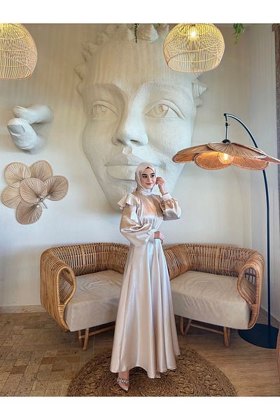 By Atelier Βραδινό φόρεμα Cindy Beige Hijab