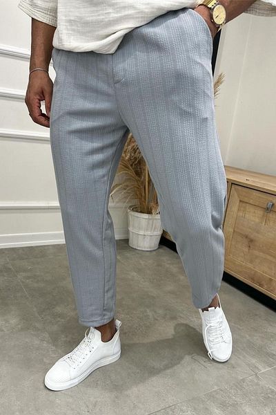 MADZEYMODA Men's Boyfriend Mold Carrot Cut Elastic Waist Stone Gray Jogger
