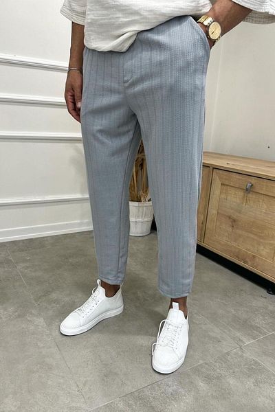 MADZEYMODA Men's Boyfriend Mold Carrot Cut Elastic Waist Stone Gray Jogger
