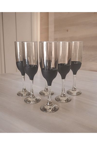gkzglass home dekor New Year Tokyo 537 - Smoked Dark Glass Soft Drink Glass Set of 6