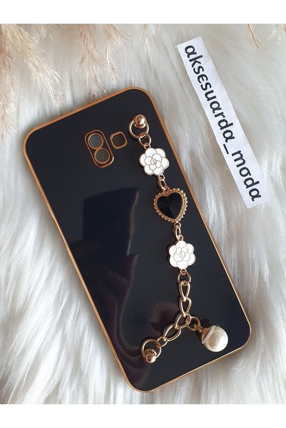 Aksesuarda Moda Samsung J6+ PLUS - J6 PRİME Uyumlu Çiçekli Taşlı İncili El Ge...