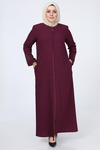 Jamila Embroidered Ferace with Hidden Zipper