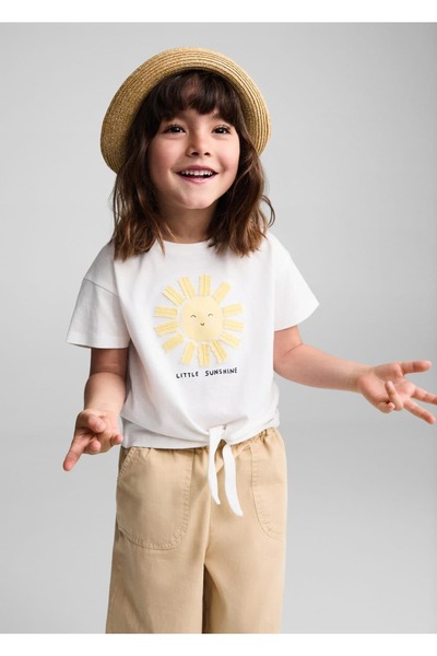 MANGO Baby Μπλουζάκι με λεπτομέρεια κόμπων με στάμπα