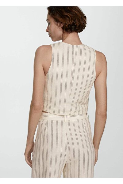 MANGO Woman Linen Striped Vest