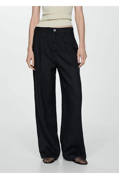 MANGO Woman Pantaloni Wideleg 100% in