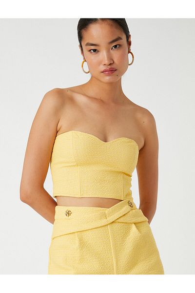 Koton Trägerloses Bustier aus Tweed