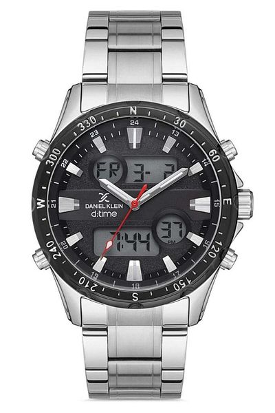 Daniel Klein Steel Bracelet Digital/Analog Wrist Watch with Alarm, Stopwatch and Light