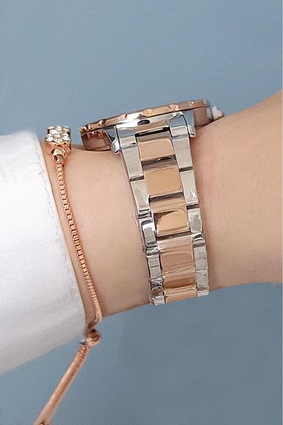 Daniel Klein Cut Glass Steel Bracelet Rose Gold Women's Wristwatch Zircon Stone Bracelet