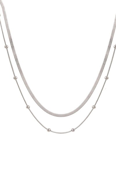 Nuva Atelier Italian And Dorica Silver Double Chain Steel Necklace