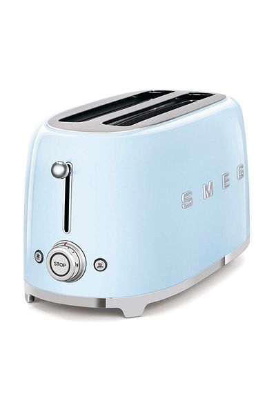 SMEG Pastel Blue Heat Adjustable Kettle and 2x4 Toaster Set