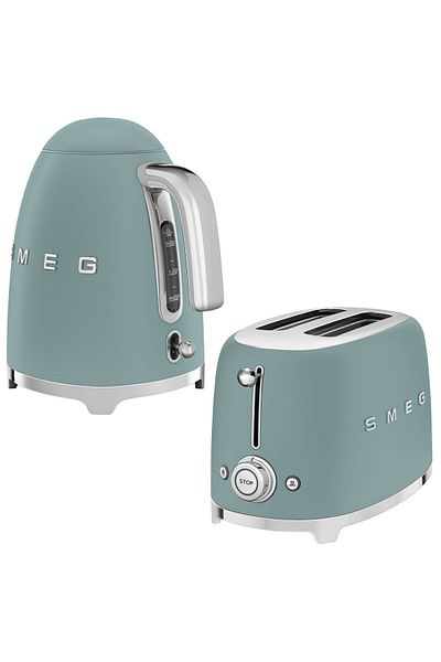 SMEG 50's Style Special Edition Matte Emerald Green Kettle and 1x2 Toaster Set
