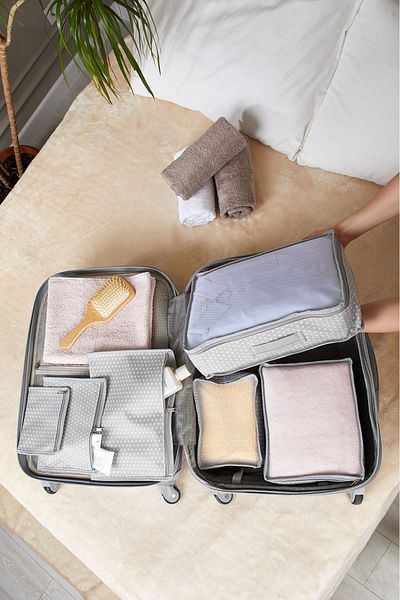 Serstil 6 Piece Suitcase / Suitcase Travel Type Storage Bag Set - Polka Dot