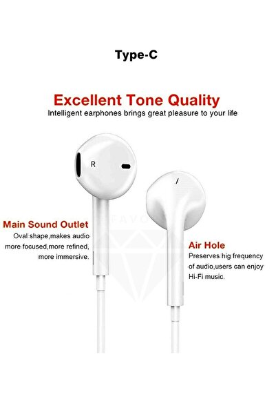 Ekalitem Samsung Galaxy A53 Uymlu Type-c Çıkışlı Mikrofonlu Hd Ses Kablolu Kulaklık