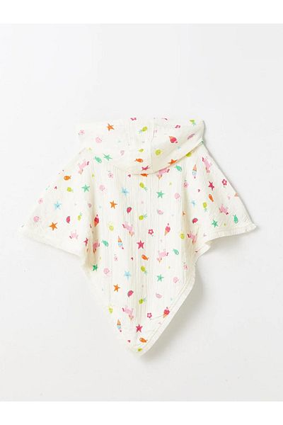 LC Waikiki LCW baby Hooded Printed Baby Girl Poncho Towel