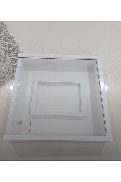 HÜ Cİ MOBİLYA MDF 30*30 White Frame with Picture Inside Glass Rose Box Memory Frame