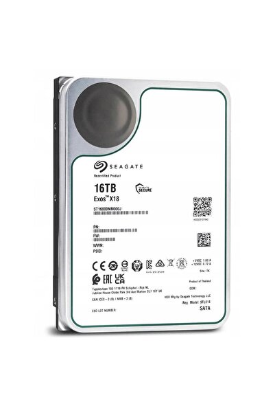 SEAGETE SEAGATE 3.5" 16TB EXOS ST16000NM000J 7200 RPM 256MB SATA-3 NAS ve Güvenlik Diski