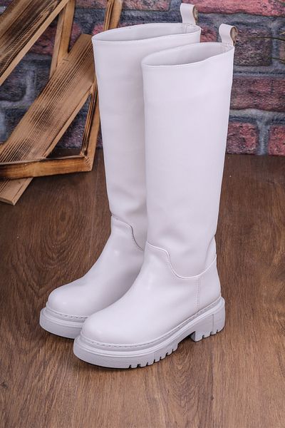 Ayakkabix Γυναικείες μπότες Flat Faux Leather Below the Knee