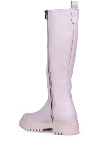 Ayakkabix Ghattix Kadın Çizme Dizaltı Fermuarlı Düz Taban