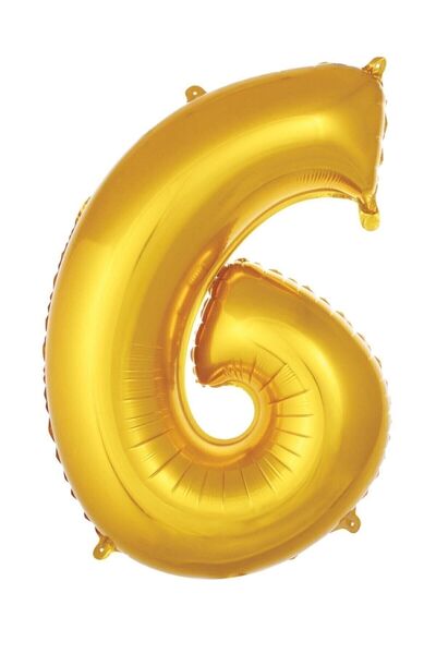 Genel Markalar 6 Rakam 36 Cm Gold Folyo Balon 16 Inc