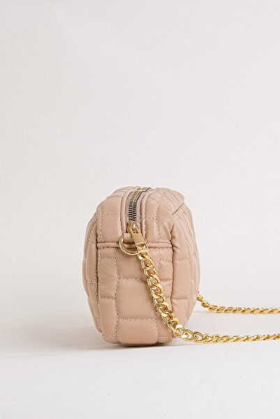 Çantacımstore Women's Chain Quilted Mini Crossbody Bag Mink 3050