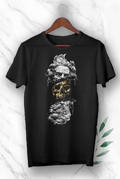 perseusshopping Μαύρο μπλουζάκι Unisex με στάμπα Zeus and Skull