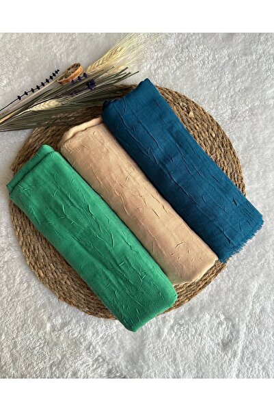 Avzen طقم شال من الخيزران كراس مكون من 3 قطع بينوتون أخضر، كريمي، أزرق داكن