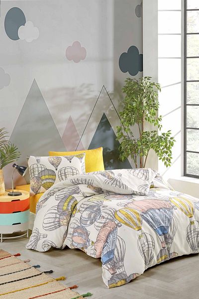 Tabu Home Σετ Παπλωματοθήκη Καππαδοκία Ελαστική Κρέμα Μονή Παπλωματοθήκη