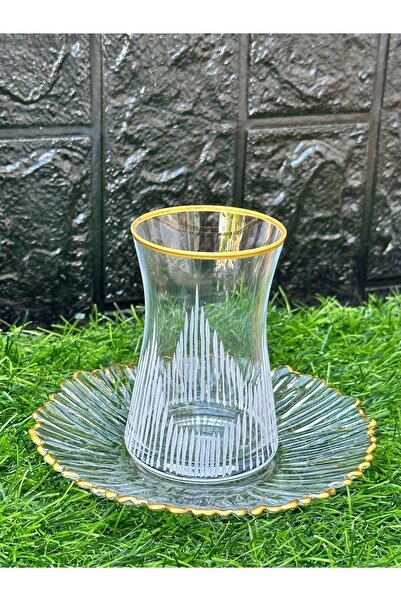 Hediye Köşkü 6 Kişilik Kesme Cam Çay Seti