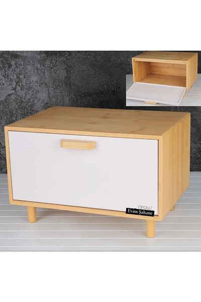 AROW Eva Bamboo Bread Box Bread Bowl White