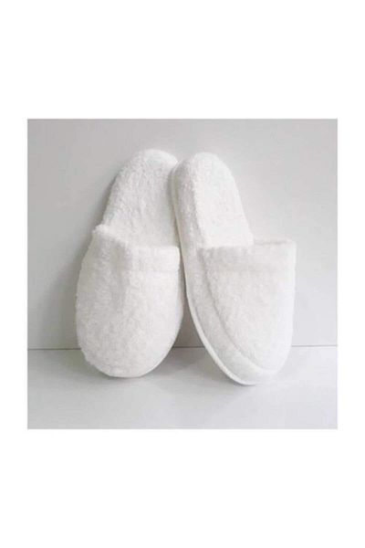HİSARAKSESUAR Unisex White Towel Slippers – Slippers – Slippers