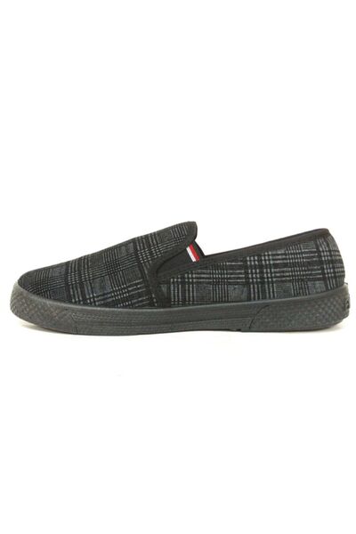 Emek Men's Black Plaid Linen Shoes