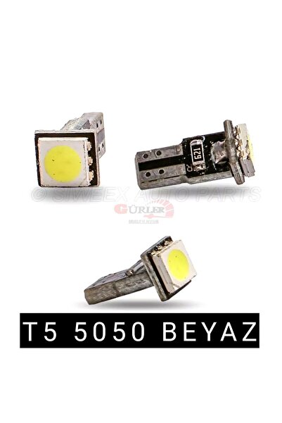 gürler oto kılıf ve aksesuar 3 Adet T5 5050 Led Kilometre Kadran Aydınlatma Ampülü Fiber Beyaz